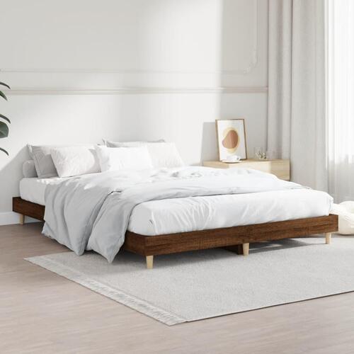 Sengestel 135x190 cm konstrueret træ brun eg