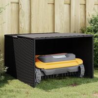 Garage til robotplæneklipper 86x90x52/57 cm polyrattan sort