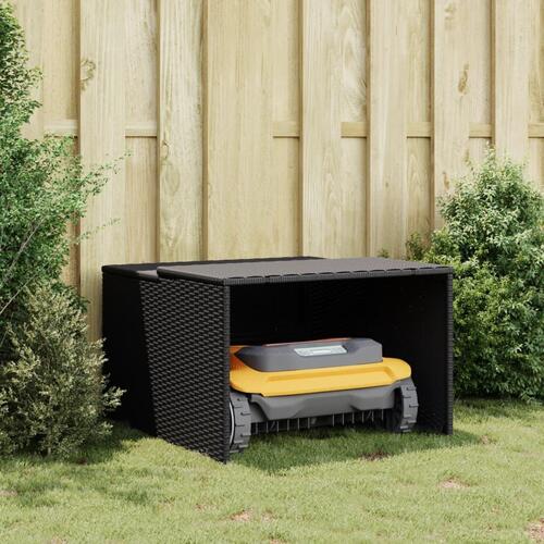Garage til robotplæneklipper 86x90x52/57 cm polyrattan sort