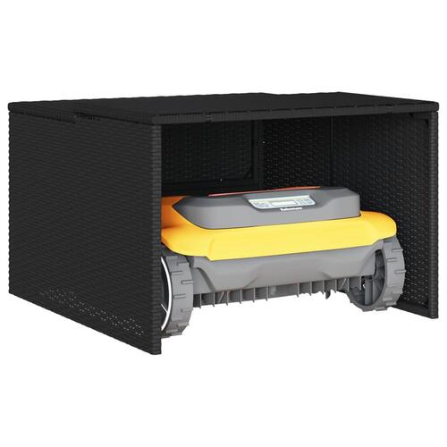 Garage til robotplæneklipper 86x90x52/57 cm polyrattan sort