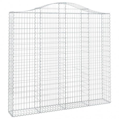 Buet gabionkurv 200×30×180/200 cm i galvaniseret jern - sølvfarvet