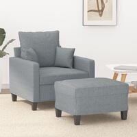Sofastol med fodskammel 60 cm stof lysegrå