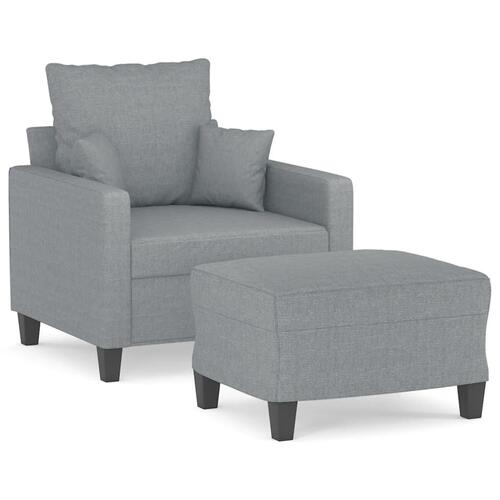 Sofastol med fodskammel 60 cm stof lysegrå