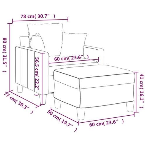 Sofastol med fodskammel 60 cm stof lysegrå