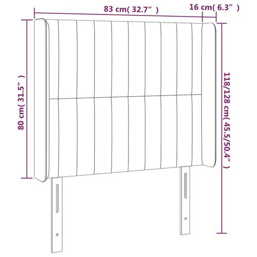 Sengegavl med kanter 83x16x118/128 cm stof gråbrun