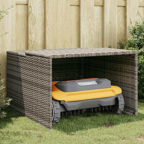 Garage til robotplæneklipper 86x90x52/57 cm polyrattan grå