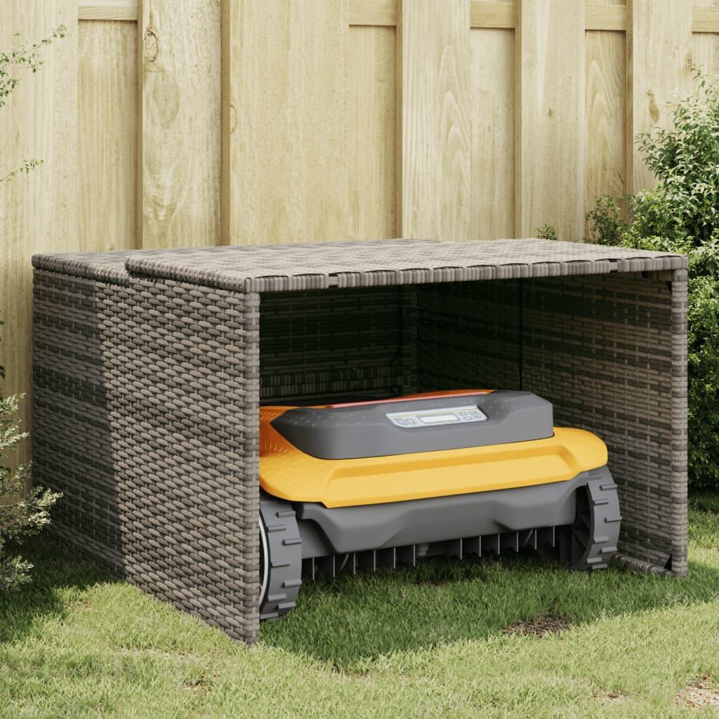Garage til robotplæneklipper 86x90x52/57 cm polyrattan grå