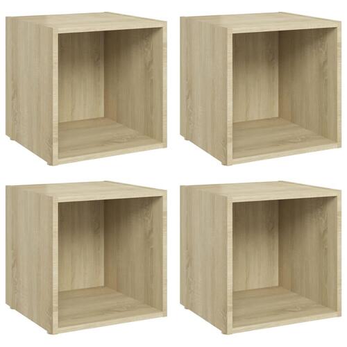 Tv-borde 4 stk. 37x35x37 cm konstrueret træ sonoma-eg