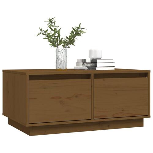 Sofabord 80x50x35 cm massivt fyrretræ gyldenbrun