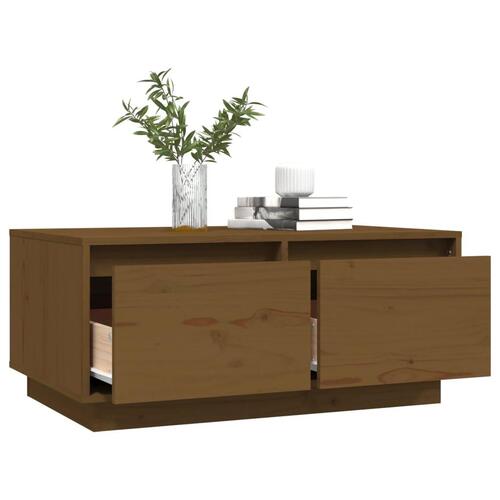 Sofabord 80x50x35 cm massivt fyrretræ gyldenbrun
