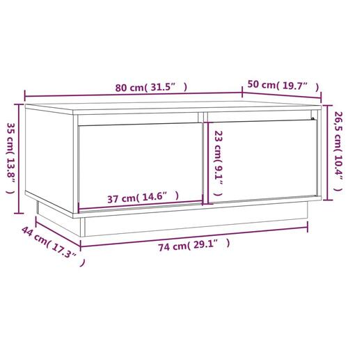 Sofabord 80x50x35 cm massivt fyrretræ gyldenbrun