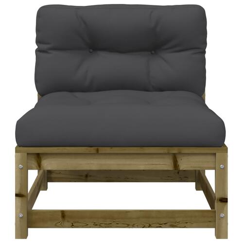 Sofa med hynder og fodskammel uden armlæn