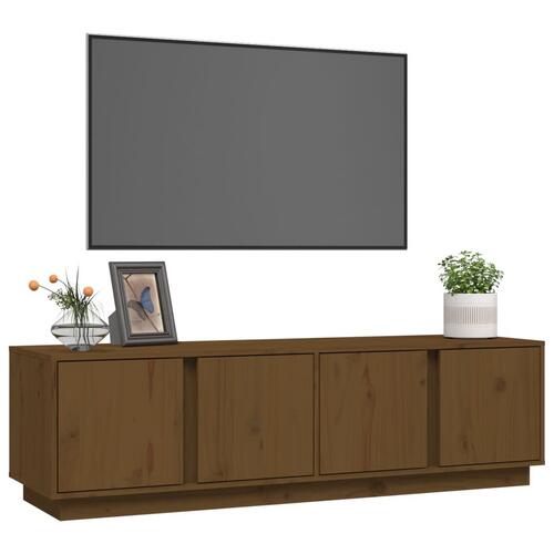 Tv-bord 140x40x40 cm massivt fyrretræ gyldenbrun