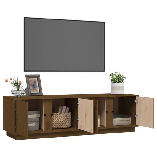 Tv-bord 140x40x40 cm massivt fyrretræ gyldenbrun