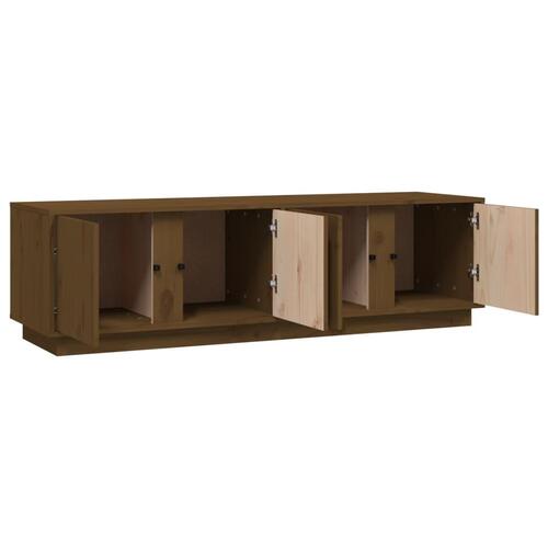 Tv-bord 140x40x40 cm massivt fyrretræ gyldenbrun