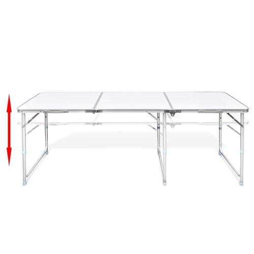 Højdejustérbart campingbord og 6 klapstole 180x60 cm