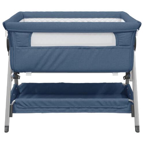 Babyseng med madras linnedstof marineblå