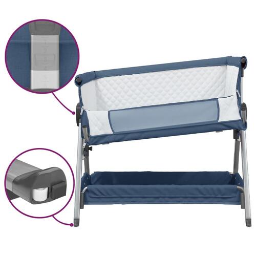 Babyseng med madras linnedstof marineblå