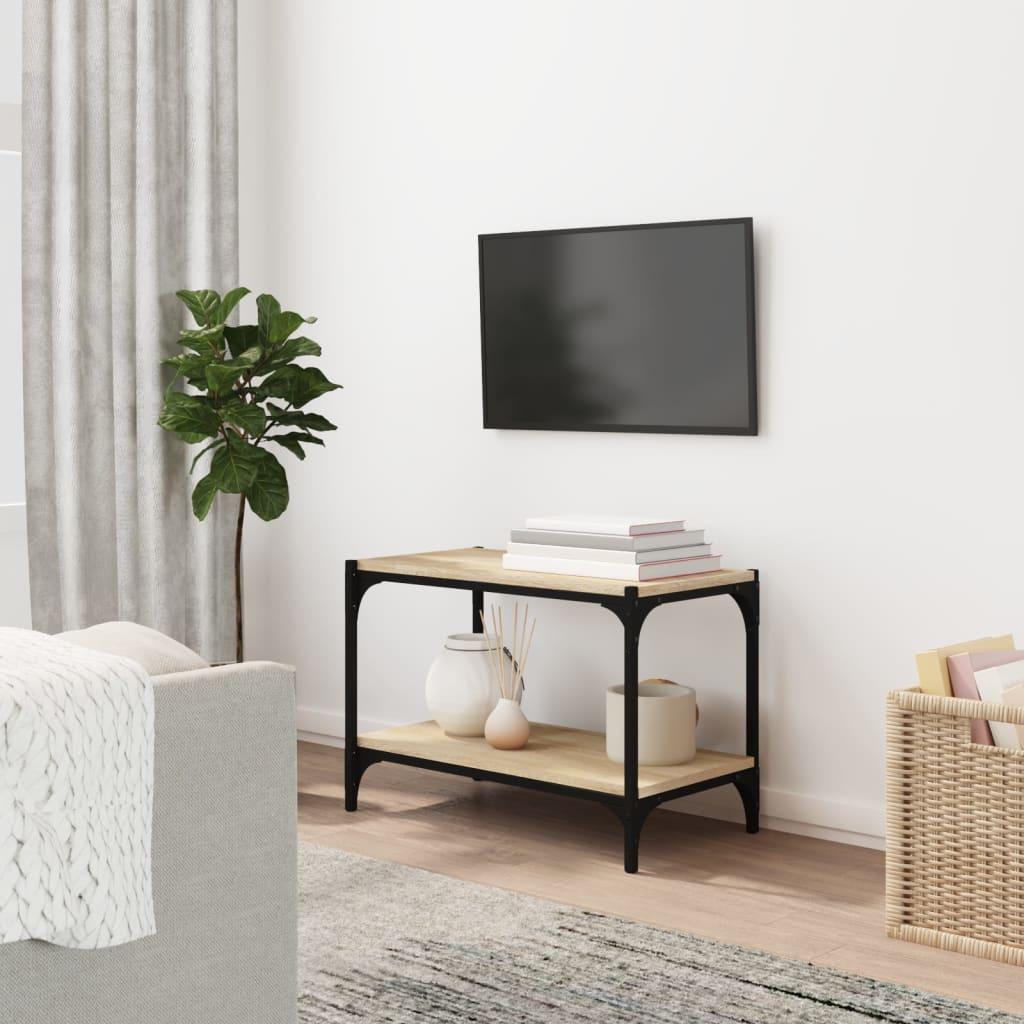 Tv-bord 60x33x41 cm konstrueret træ og stål sonoma-eg