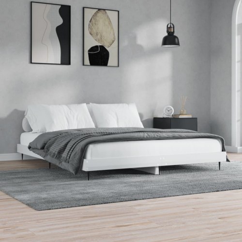 Sengestel 180x200 cm i konstrueret træ - hvid højglans