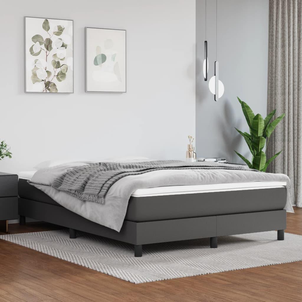 Springmadras med pocketfjedre 140x200x20 cm kunstlæder grå
