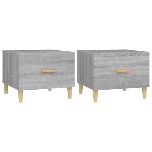 Sofaborde 2 stk. 50x50x40 cm konstrueret træ grå sonoma-eg