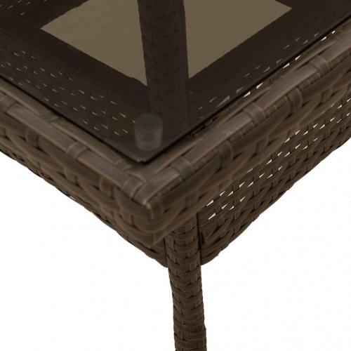 Spisebordssæt til haven 5dele m. hynder polyrattan og glas brun