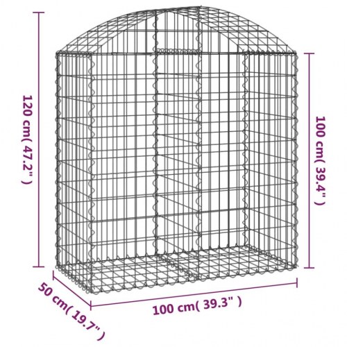 Buet gabionkurv 100×50×100/120 cm i galvaniseret jern