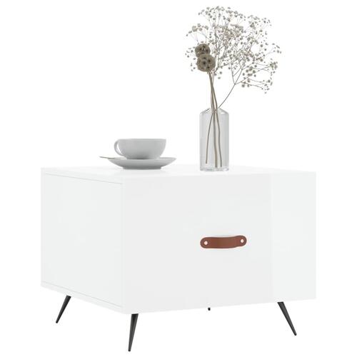Sofabord 50x50x40 cm konstrueret træ hvid højglans