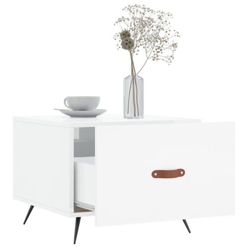 Sofabord 50x50x40 cm konstrueret træ hvid højglans