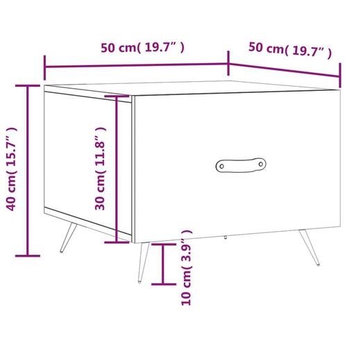 Sofabord 50x50x40 cm konstrueret træ hvid højglans