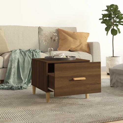 Sofabord 50x50x40 cm konstrueret træ brun egetræsfarve