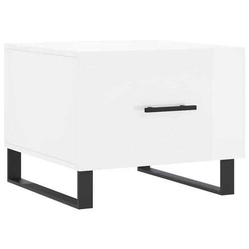 Sofabord 50x50x40 cm konstrueret træ hvid højglans