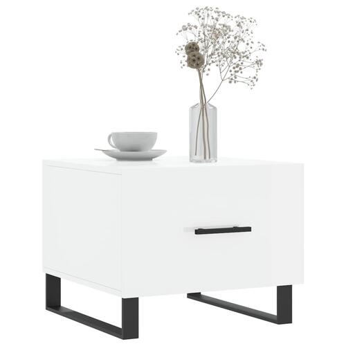 Sofabord 50x50x40 cm konstrueret træ hvid højglans