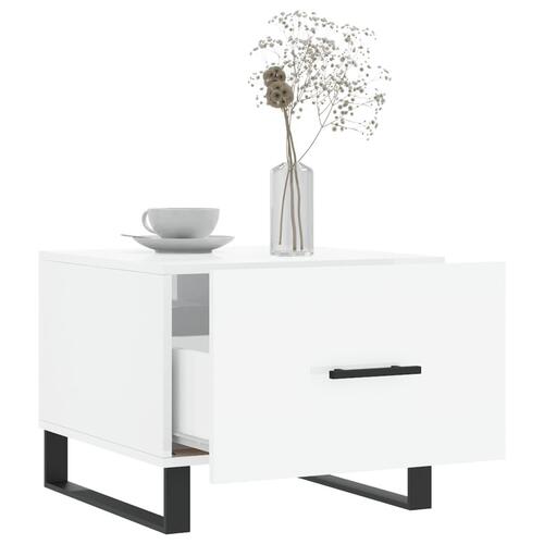 Sofabord 50x50x40 cm konstrueret træ hvid højglans