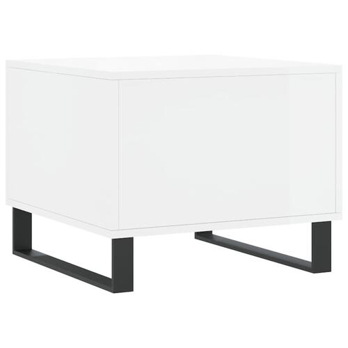 Sofabord 50x50x40 cm konstrueret træ hvid højglans