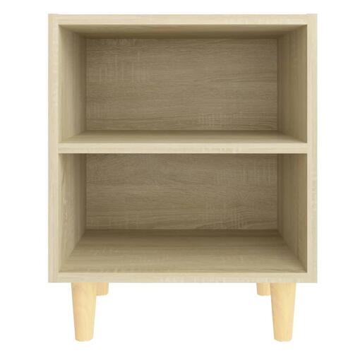 Sengeskabe m. massive træben 2 stk. 40x30x50 cm sonoma-eg