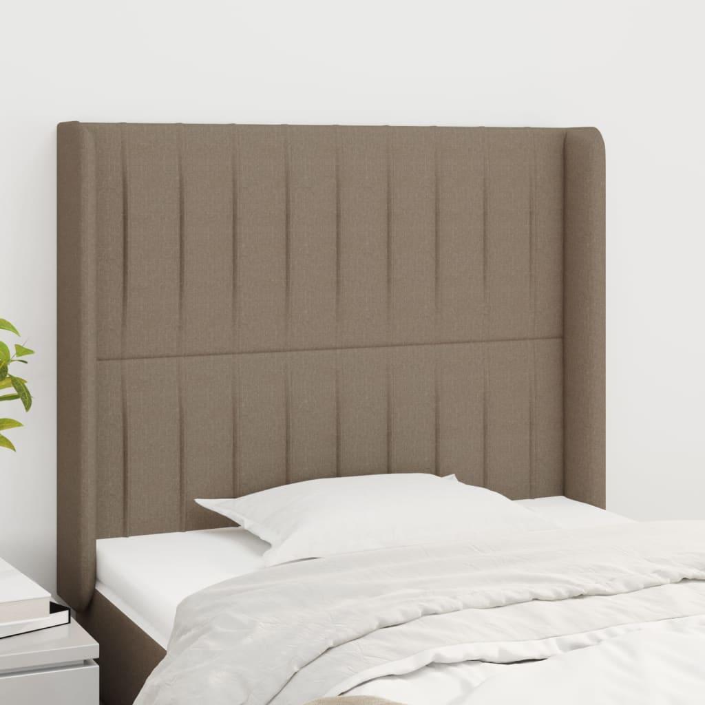 Sengegavl med kanter 93x16x118/128 cm stof gråbrun
