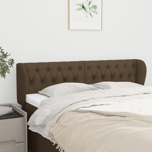 Sengegavl med kanter 147x23x78/88 cm stof mørkebrun