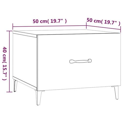Sofabord med metalben 50x50x40 cm brun egetræsfarve