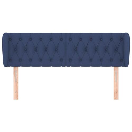 Sengegavl med kanter 147x23x78/88 cm stof blå