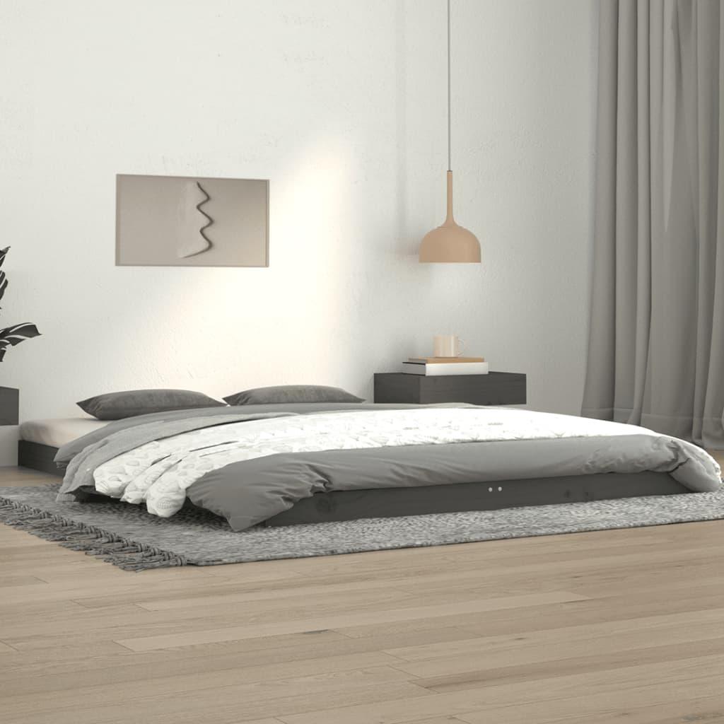 Sengeramme 140x190 cm massivt fyrretræ grå