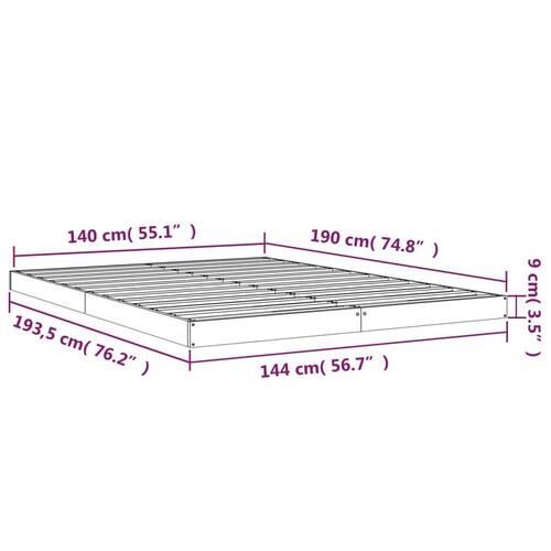 Sengeramme 140x190 cm massivt fyrretræ grå