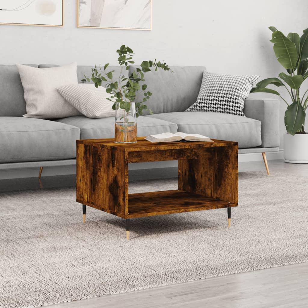 Sofabord 60x50x40 cm konstrueret træ røget egetræsfarve billede