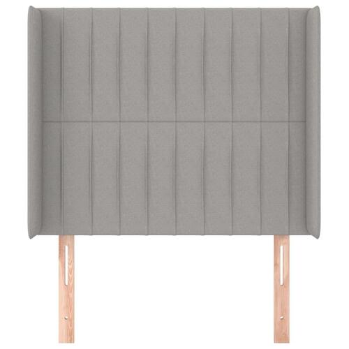 Sengegavl med kanter 103x16x118/128 cm stof lysegrå
