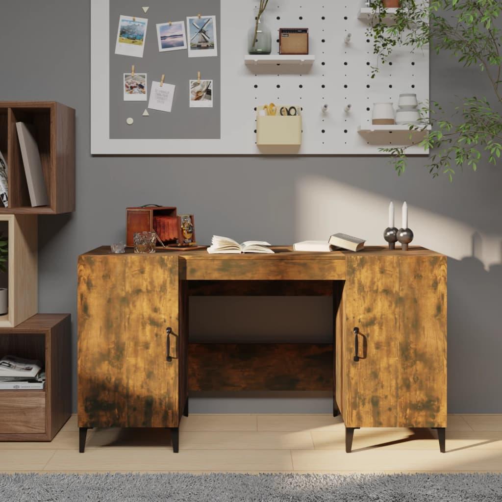 Skrivebord 140x50x75 cm konstrueret træ røget egetræsfarve