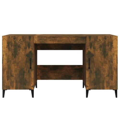 Skrivebord 140x50x75 cm konstrueret træ røget egetræsfarve