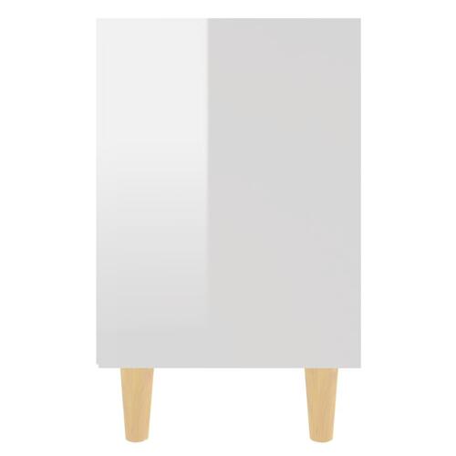 Sengeskabe 2 stk. m. massive træben 40x30x50 cm hvid højglans