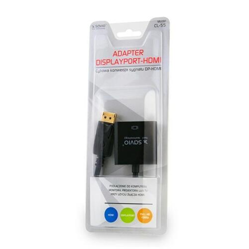 DisplayPort til HDMI-adapter Savio CL-55 Sort 20 cm