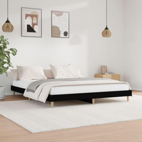 Sengestel 120×200 cm i konstrueret træ - sort